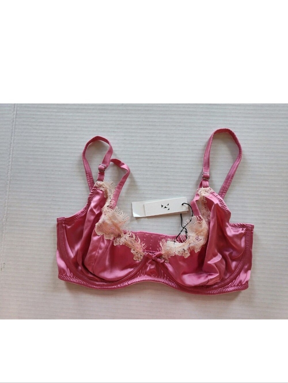 Fleur Du Mal Juliet Silk & Lace Trim Demi Bra 34DD Watermelon Pink #BR0504
